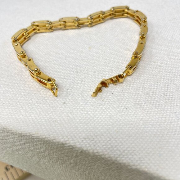 Napier Triple Link‎ Chain Bracelet Gold-Tone Marked Vintage Classic 7.5" - Picture 11 of 11